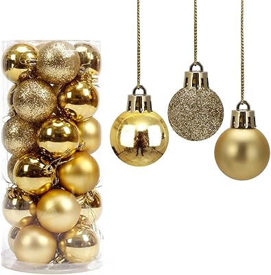 Warron 24 pièces boules de noël dorées de 3 cm d'arbre de noël
