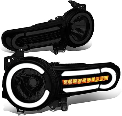 Phares à lentille fumée dna motoring hl-lb-fjc07-bk-cl1 avec feux de circulation diurnes à