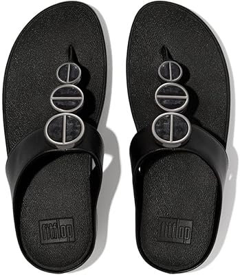 Pantoufles fit flop halo avec séparateur d'orteils métallique pour femme, tout noir, 40