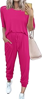 Ensemble de survêtement deux pièces à manches courtes pour femme avec pantalon long