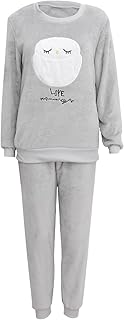 Ensemble pyjama d'hiver en flanelle à manches longues pour femme, motif hibou