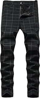Pantalon à carreaux pour homme, pantalon chino slim décontracté extensible, coupe slim