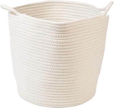 Panier en corde de coton home smiths, blanc, p 30 x h 30