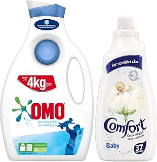 Lessive liquide omo active pour lave-linge peaux sensibles + liquide concentré apaisant