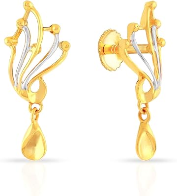 Boucles d'oreilles malabar en or et diamants pour femme, 8,33 x 20,63 mm