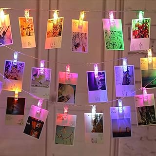 40 pièces led guirlande lumineuse à pince photo 8 modes d'éclairage photos
