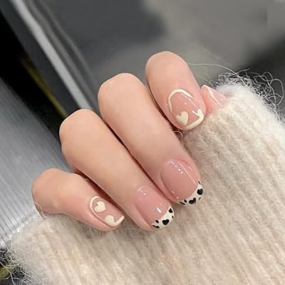 Faux ongles à pression en forme de vache française, ongles à pression