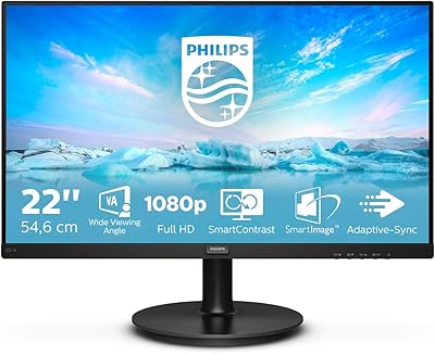Moniteur philips fhd 221v8-22", 75 hz, 4 ms, va, low blue, gratuit