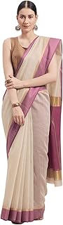 Sari traditionnel en coton rayé tissé pour femme avec chemisier, taille unique