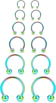 6 paires 16 grammes de différentes tailles d'anneaux de septum de nez
