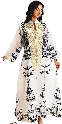 Robe abaya musulmane à manches longues pour femmes robe caftan islamique brodée