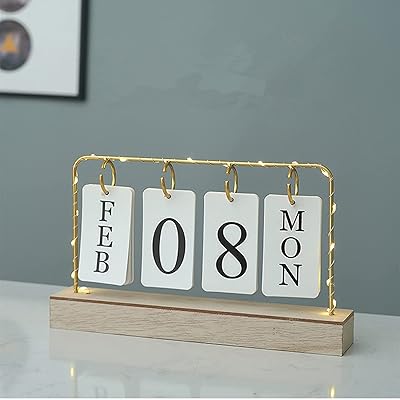 Calendrier de bureau pliant perpétuel en bois 2023 pour quotidien, bureau, maison, planificateur