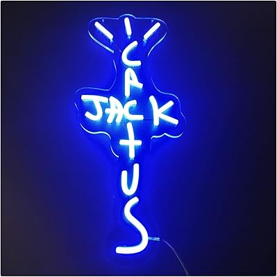 Enseigne au néon cactus jack, lumières led bleues avec variateur, décoration murale à