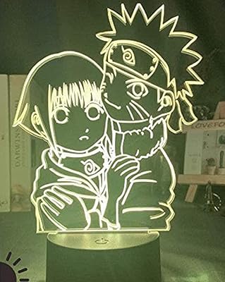 Veilleuse led 3d uzumaki naruto et hinata hyuga pour filles, lampe à illusion