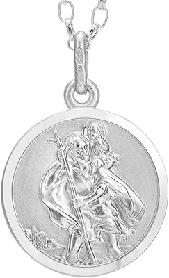 Collier pendentif saint-christophe en argent sterling avec chaîne de 18" et boîte-cadeau à