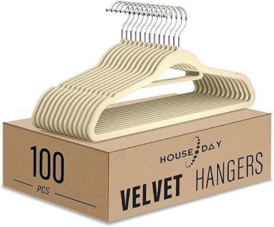 Houseday 100 pièces ensemble de cintres en velours antidérapant peu encombrant pour adultes 16,8"l x 16,8" x 1/4" de haut (beige). Explorez un monde de bonnes affaires sur Diaytar Sénégal