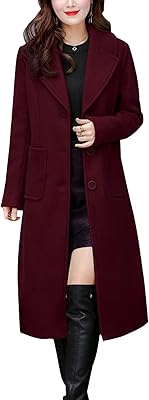 Manteau surdimensionné mi-long en laine mélangée à revers simple pour femme