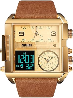 Montre de sport numérique pour hommes, montre à quartz analogique carrée à led