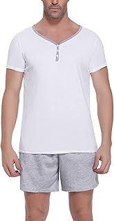 Ensemble pyjama deux pièces en coton à manches courtes pour hommes, vêtements