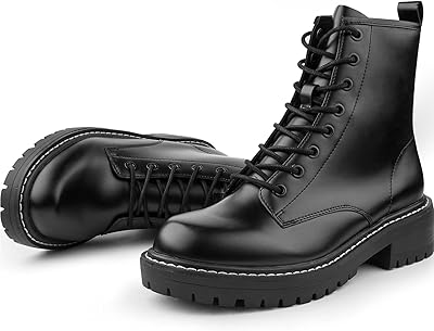 Bottines à lacets en cuir imperméable à la mode pour femmes, 0