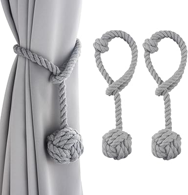Luluti lot de 2 attaches de rideau en boule de coton naturel faites à la main pour attaches de rideaux, salon, bureau, fenêtre (nœud simple, blanc cassé) - lot de 2. Shopping en ligne au Sénégal ? Pensez Diaytar !