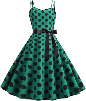 Robe midi vintage à pois années 50 à bretelles spaghetti rockabilly pour femme robe de soirée audrey hepburn robe style années 50 et 60 avec ceinture. Votre centre commercial virtuel au Sénégal : Diaytar