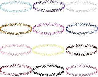 Ensemble de colliers ras du cou élastiques extensibles avec tatouage gothique de couleur