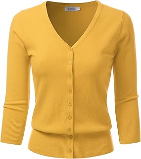 Cardigan doux à manches 3 4 et col en v pour femme