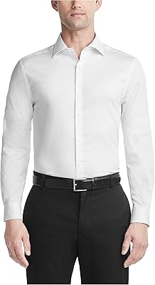 Chemise habillée pour hommes, coupe ajustée, col flexible ultra infroissable, extensible