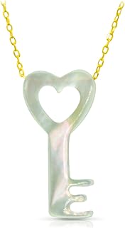 Collier de perles en forme de clé en or 10 carats pour femme