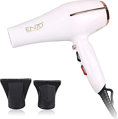 Sèche-cheveux professionnel enzo avec technologie enrichie en kératine, 7 500 watts, blanc