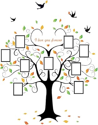 Sticker mural arbre généalogique 9 grands cadres photo autocollant amovible meilleur autocollant