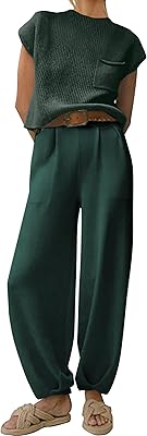 Tenues deux pièces pour femmes, pull sans manches, pull-over, chemisier tricoté et pantalon