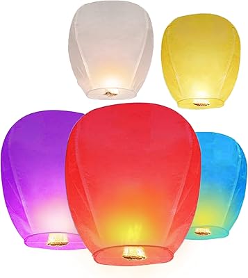 LOT DE 5 LANTERNES CHINOISES EN PAPIER BIODÉGRADABLES ET RESPECTUEUSES DE L'ENVIRONNEMENT