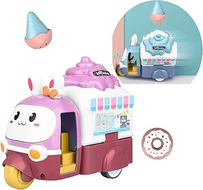Crème glacée surprise camion à tirer, pare-chocs arrière ouvert, jouet de voiture