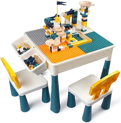 Ensemble de table d'activités multi-enfants oztev avec 2 chaises blocs de construction