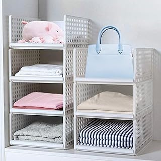Boîte de rangement pour organisateur de garde-robe, 2 étagères empilables en plastique