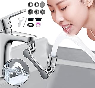 Rallonge de robinet pivotant à 1080 degrés d'évier de salle de bain double
