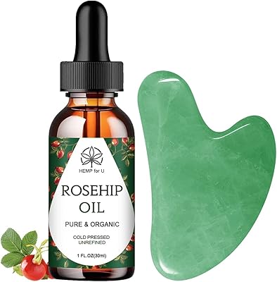 Masseur gua sha et huile de rose musquée dans un seul ensemble, produits de soins du visage en jade naturel pour le massage de la peau, la beauté et l'hydratation - avec un joli sac de voyage. Diaytar Sénégal : Diversité produits, unité de prix bas