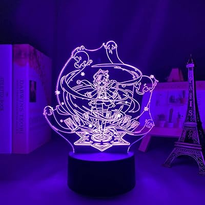 Lampe de nuit pour filles et garçons anime genshin impact chick wish acrylique