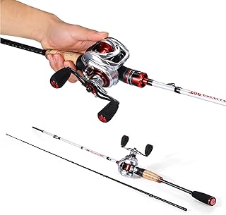 Sugaylang canne à pêche et moulinet combo canne à pêche baitcasting kit, canne