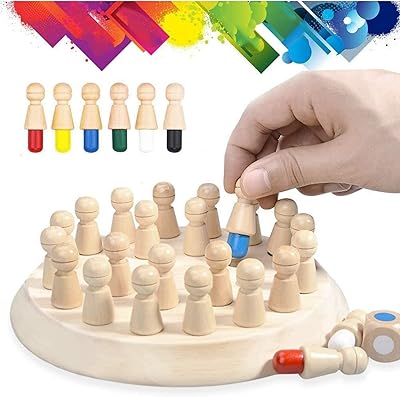Jeu d'échecs assorti en bois pour bébé, jeu d'échecs à mémoire coloré herger