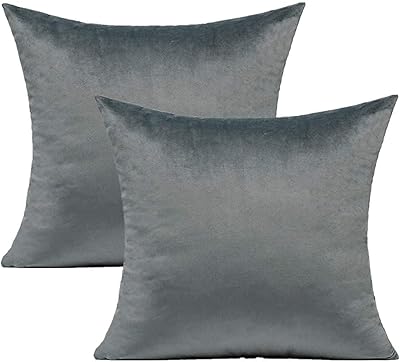 Ensemble de housses de coussin en velours gris doux, carré orné solide, confortable