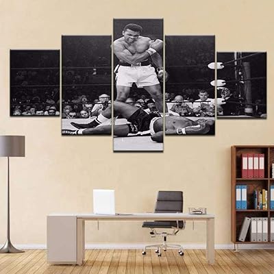 Yyzbjaoz 5 panneaux boxe star ali sport affiche toile modulaire image moderne décor