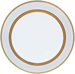 Assiette plate peu profonde en porcelaine royale avec bord doré, blanc, 27 cm