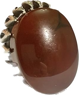 Bague en argent sterling pour homme en agate rouge yéménite (rouge, 10), pierres
