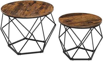 Ensemble de tables basses vassagel 2 pièces table d'appoint avec structure en acier