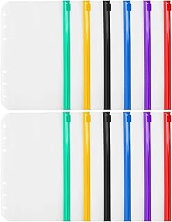 12pcs 6pcs pochettes zippées en plastique avec fermeture éclair, 6 emplacements pour billets
