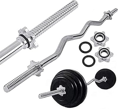 Barre d'haltérophilie incurvée en chrome massif altimax® avec colliers pour toutes les barres