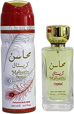 Coffret cadeau mahasin crystal de lattafa pour femme, composé de 100 ml d'eau